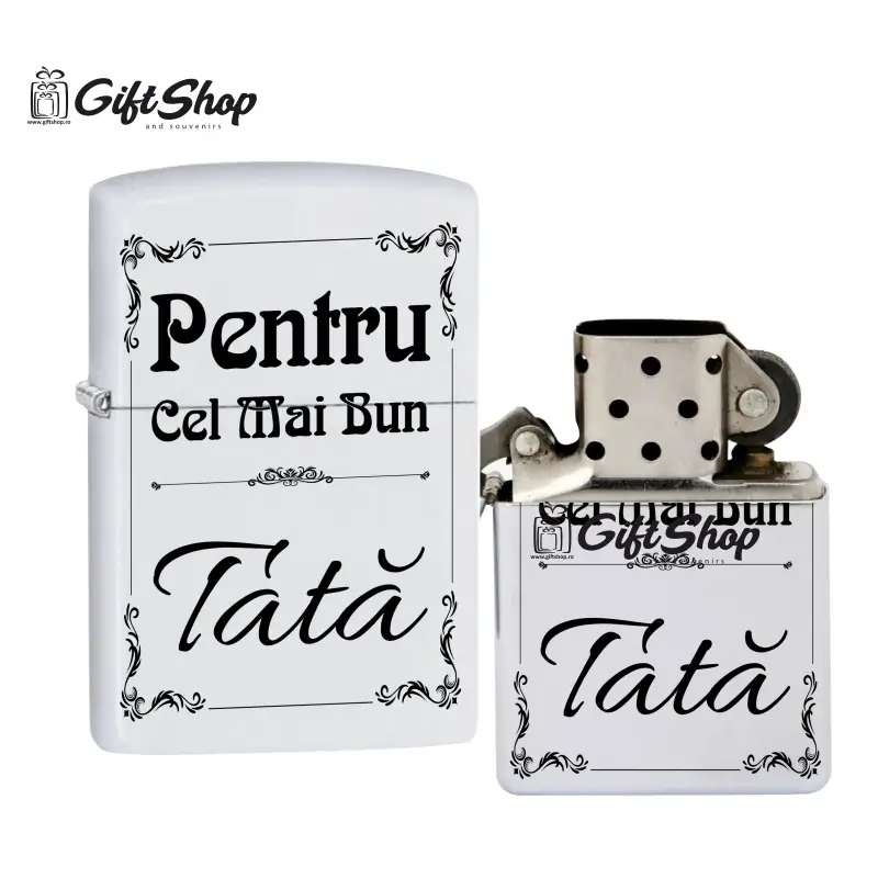 Cel mai bun tata, bricheta metalica gravata laser cu mesajv
